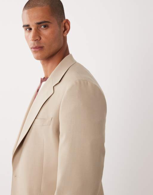 ASOS DESIGN - Veste de costume ajustée 100 % lin de qualité supérieure - Taupe, 5 de 5