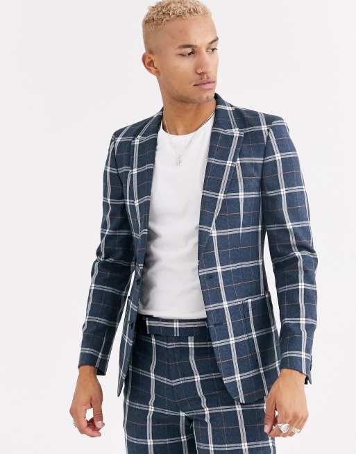 ASOS DESIGN - Costume ajusté à carreaux - Bleu et blanc, 2 de 2