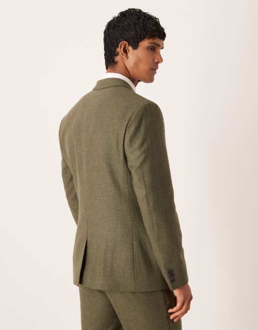 ASOS DESIGN - Veste de costume ajustée à carreaux - Vert foncé, 3 de 5
