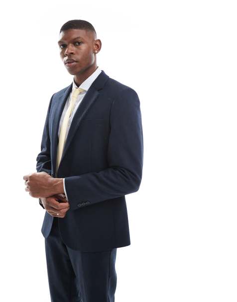 ASOS DESIGN - Veste de costume ajustée à double boutonnage en laine mélangée - Bleu - view 1
