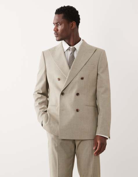 ASOS DESIGN - Veste de costume ajustée à double boutonnage - Vert clair chiné - view 1