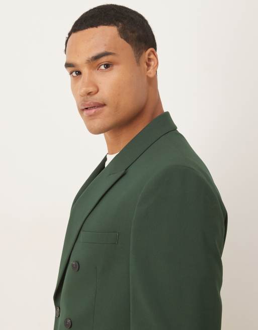 ASOS DESIGN - Veste de costume ajustée à double boutonnage - Vert foncé, 4 de 5