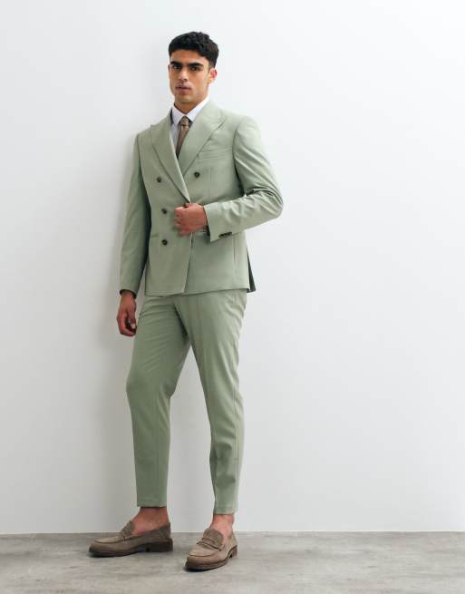 ASOS DESIGN - Veste de costume ajustée à double boutonnage - Vert sauge, 5 de 5