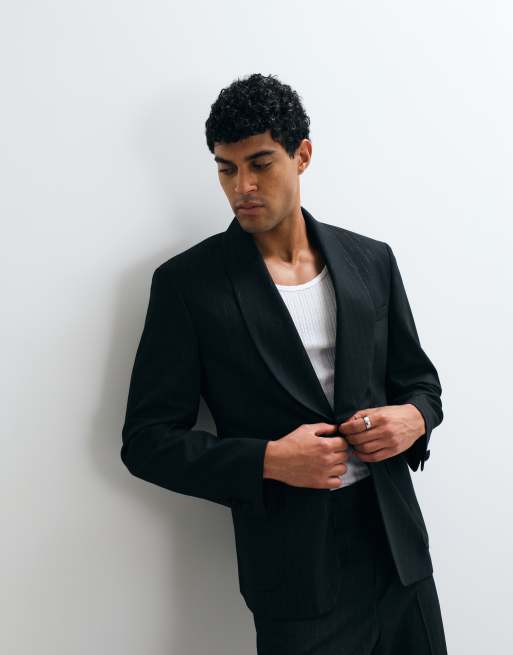 ASOS DESIGN - Veste de costume ajustée à fines rayures métallisées - Noir, 3 de 5