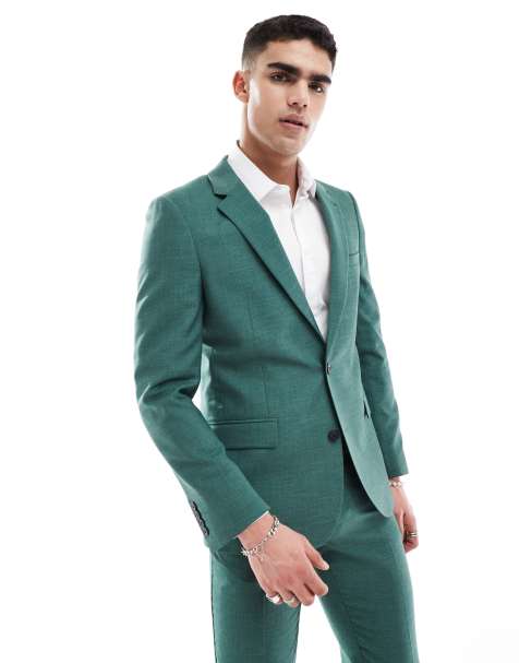 ASOS DESIGN - Veste de costume ajustée à motif hachuré - Vert - view 1