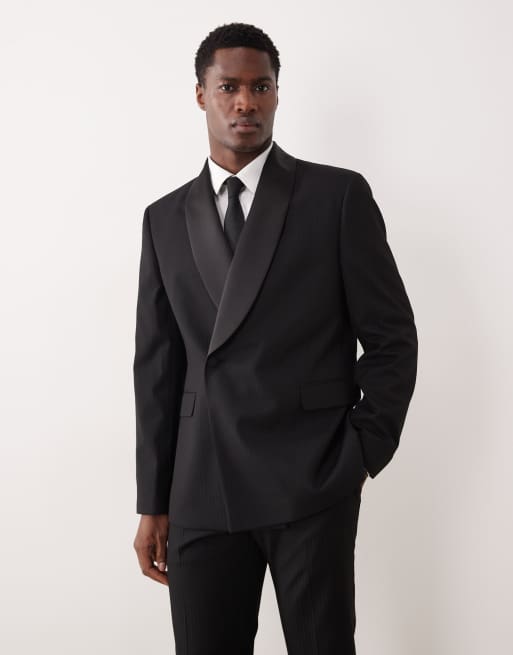 ASOS DESIGN - Costume ajusté à petit motif damier ton sur ton tressé - Noir, 2 de 2