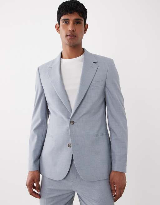 ASOS DESIGN - Veste de costume ajustée à petits carreaux - Bleu clair, 3 de 5