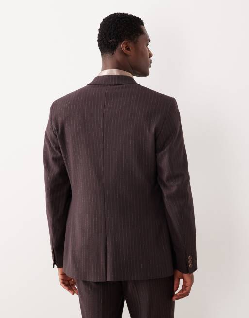 ASOS DESIGN - Veste de costume ajustée à rayures fines métallisées - Marron, 3 de 5