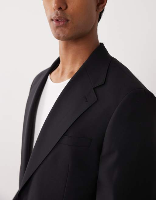 ASOS DESIGN - Veste de costume ajustée de qualité supérieure en laine et lin - Noir , 4 de 5