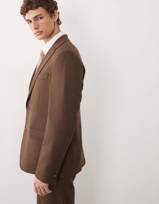 ASOS DESIGN - Veste de costume ajustée en laine de qualité supérieure - Marron, 4 de 9