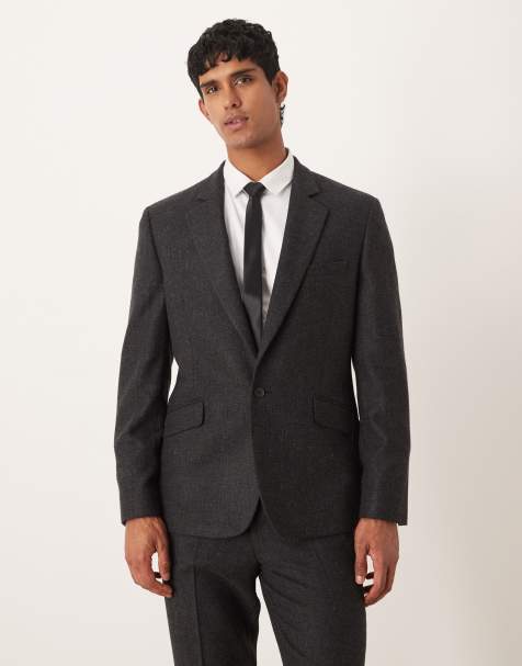 ASOS DESIGN - Veste de costume ajustée en laine mélangée à carreaux - Noir - view 1