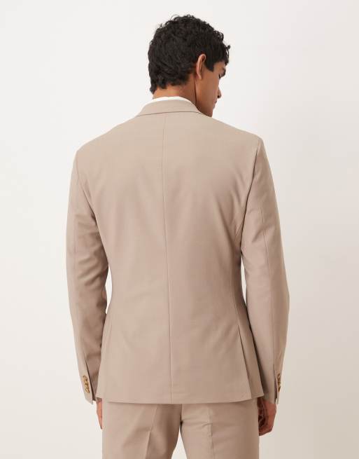 ASOS DESIGN - Veste de costume ajustée en laine mélangée - Beige, 3 de 5