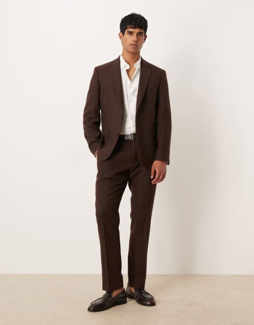 ASOS DESIGN - Veste de costume ajustée en laine mélangée - Marron foncé, 2 de 5
