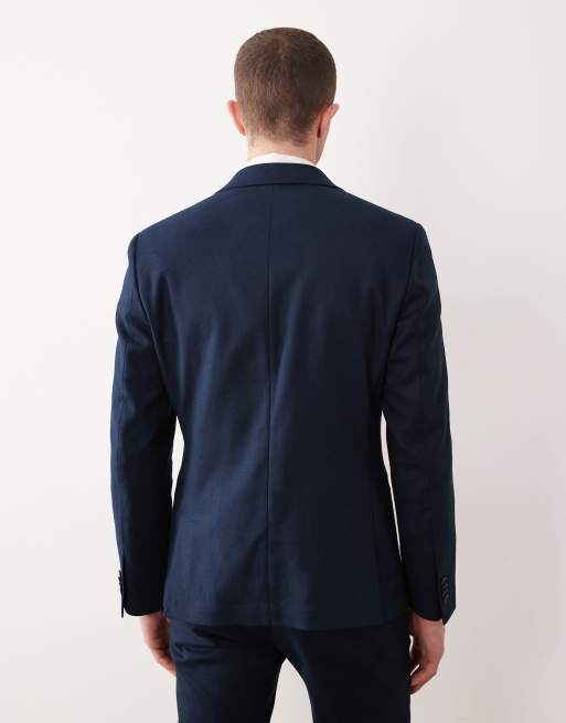 ASOS DESIGN - Veste de costume ajustée en lin majoritaire - Bleu marine, 5 de 5