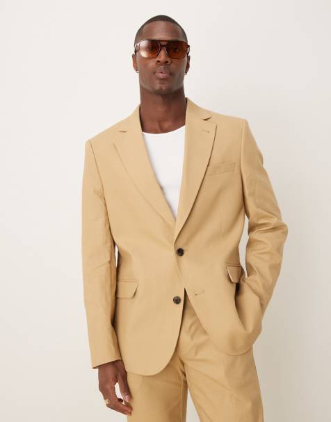 ASOS DESIGN - Veste de costume ajustée en lin mélangé - Beige - view 1