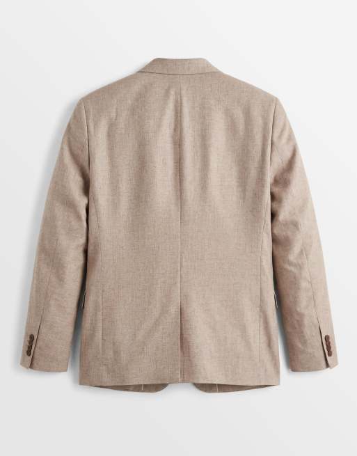 ASOS DESIGN - Veste de costume ajustée en lin mélangé - Taupe, 7 de 9