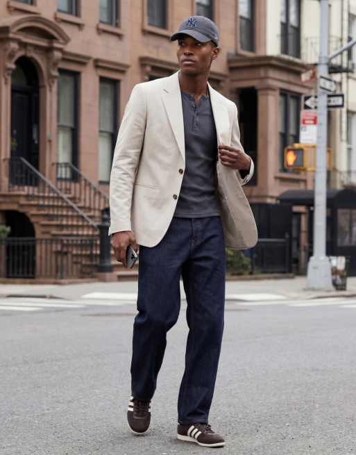 ASOS DESIGN - Veste de costume ajustée en sergé de lin mélangé - Taupe, 11 de 12