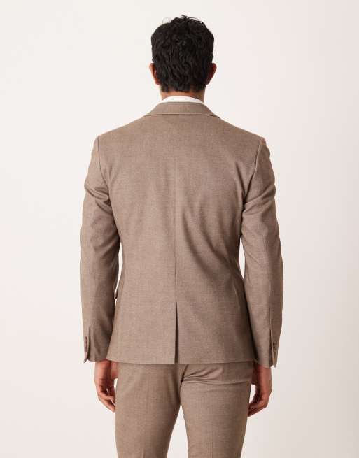 ASOS DESIGN - Veste de costume ajustée en sergé - Marron clair, 3 de 5
