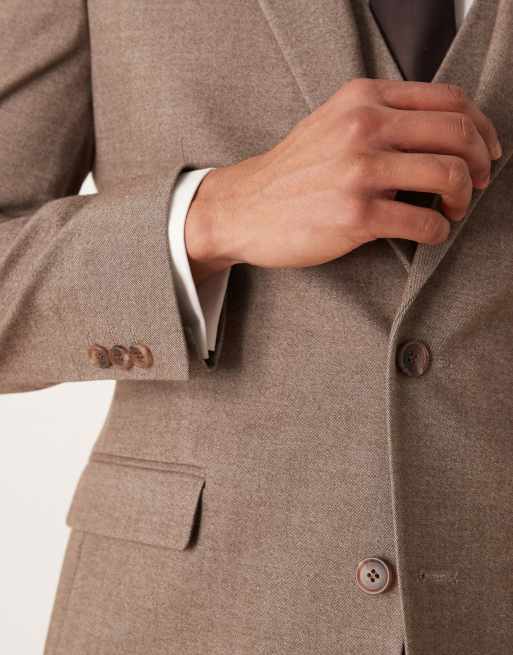 ASOS DESIGN - Veste de costume ajustée en sergé - Marron clair, 5 de 5