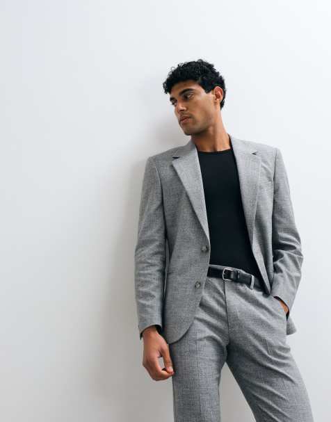 ASOS DESIGN - Veste de costume ajustée en tissu texturé - Sel et poivre - view 1