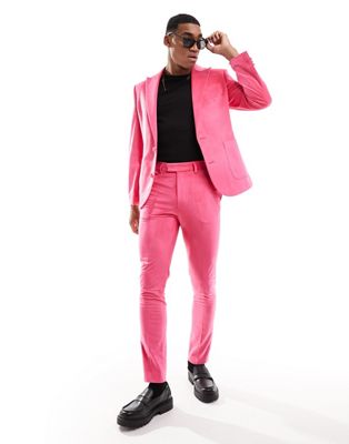 ASOS DESIGN skinny suit jacket in pink velvet - ASOS Price Checker
