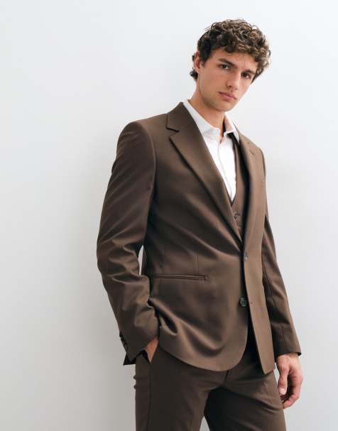 ASOS DESIGN - Veste de costume ajustée - Marron foncé - view 1