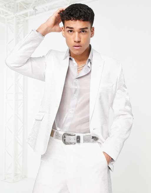 ASOS DESIGN - Veste de costume ajustée - Satin blanc