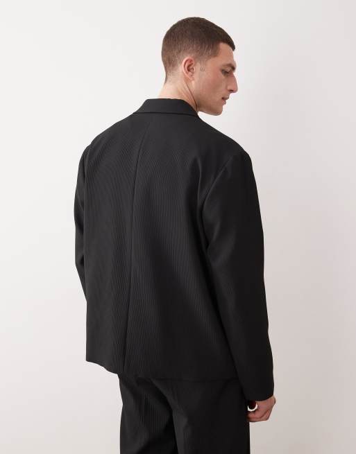 ASOS DESIGN - Veste de costume côtelée texturée coupe carrée - Noir, 5 de 5
