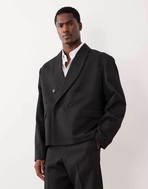 ASOS DESIGN - Veste de costume coupe carrée en jacquard - Noir - view 1