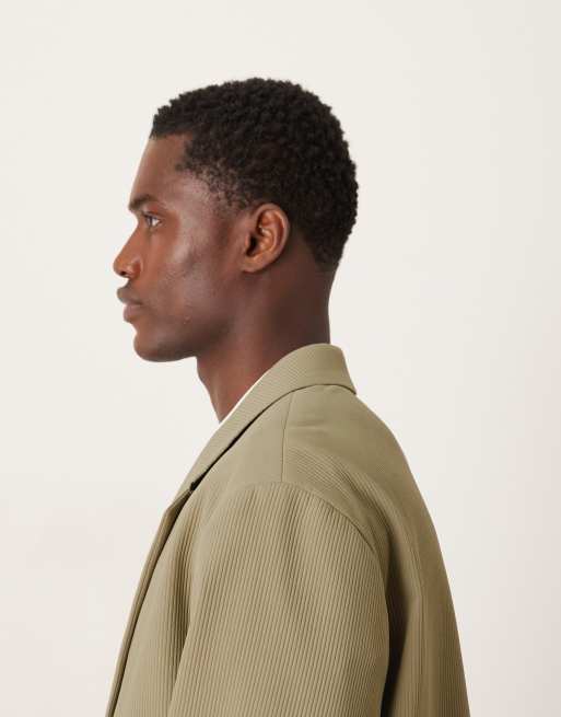 ASOS DESIGN - Veste de costume coupe carrée en tissu côtelé - Kaki, 4 de 5