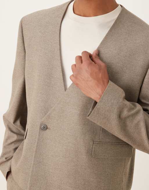 ASOS DESIGN - Veste de costume coupe carrée sans col - Galet, 5 de 5