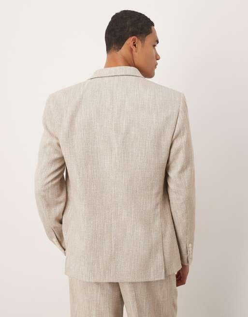 ASOS DESIGN - Veste de costume coupe classique à boutonnage croisé - Beige moucheté, 3 de 5