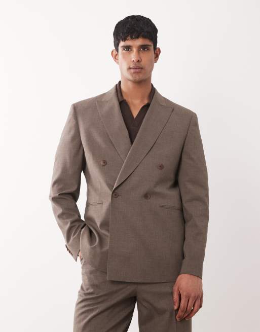 ASOS DESIGN - Costume coupe classique en laine mélangée à double boutonnage - Marron, 2 de 2