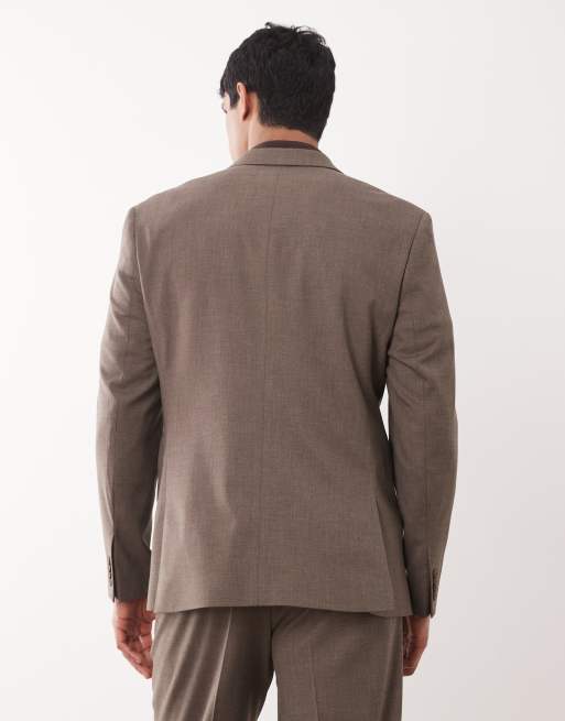 ASOS DESIGN - Veste de costume coupe classique à boutonnage croisé en laine mélangée - Marron, 3 de 5