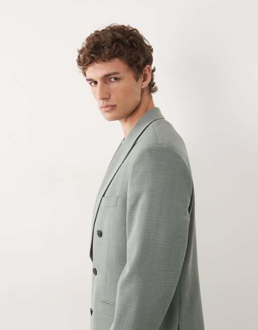 ASOS DESIGN - Veste de costume coupe classique en tweed de laine mélangée - Vert sauge, 4 de 9