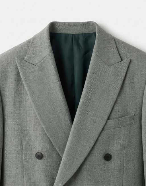ASOS DESIGN - Veste de costume coupe classique en tweed de laine mélangée - Vert sauge, 8 de 9