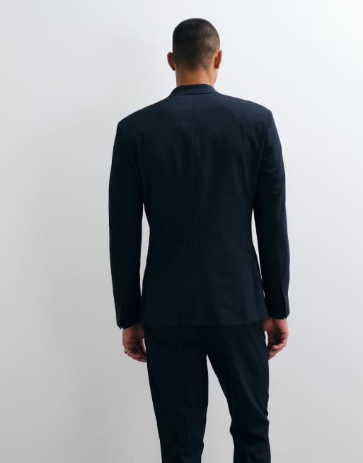 ASOS DESIGN - Veste de costume coupe slim à rayures fines - Bleu marine, 5 de 5