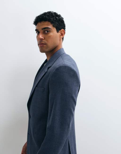 ASOS DESIGN - Veste de costume coupe slim en laine et tweed mélangés - Bleu marine, 2 de 5