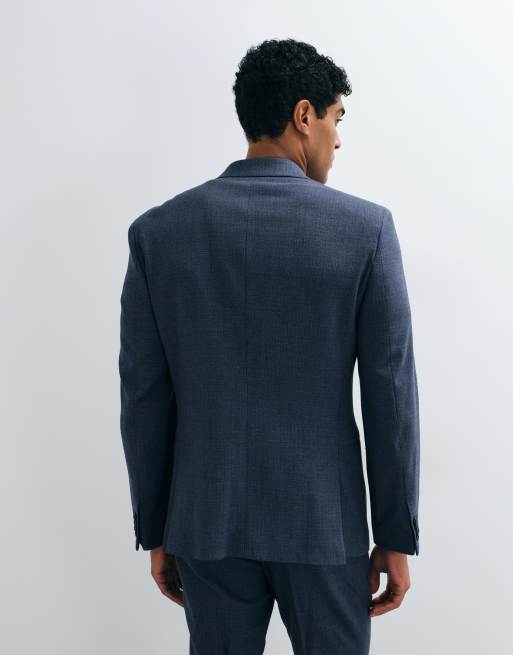 ASOS DESIGN - Veste de costume coupe slim en laine et tweed mélangés - Bleu marine, 5 de 5