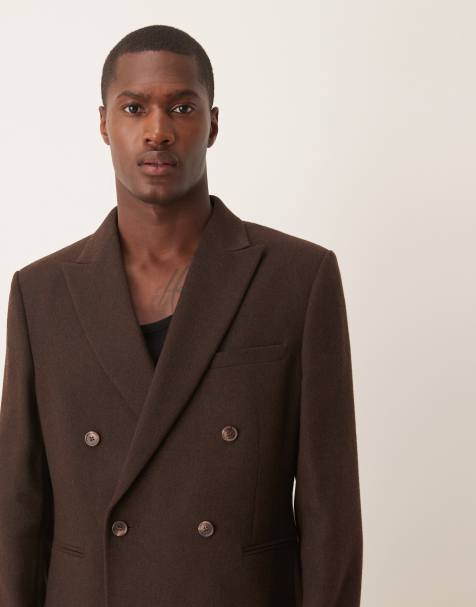 ASOS DESIGN - Veste de costume coupe standard à double boutonnage en laine mélangée - Marron - view 1