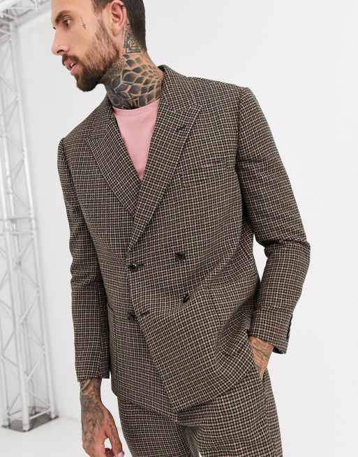 ASOS DESIGN - Costume croisé coupe carrée à motif pied-de-poule - Vert et rose, 2 de 3