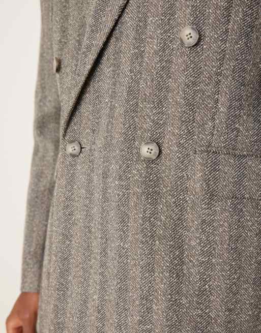 ASOS DESIGN - Veste de costume décontractée à double boutonnage - Anthracite à chevrons, 4 de 5