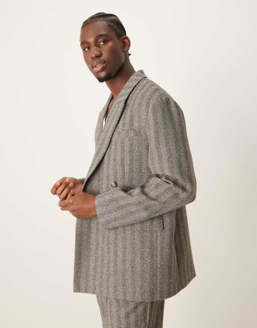 ASOS DESIGN - Veste de costume décontractée à double boutonnage - Anthracite à chevrons, 5 de 5