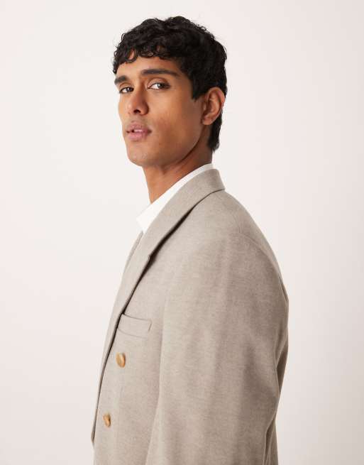 ASOS DESIGN - Veste de costume décontractée en flanelle avec épaules marquées - Beige, 4 de 5