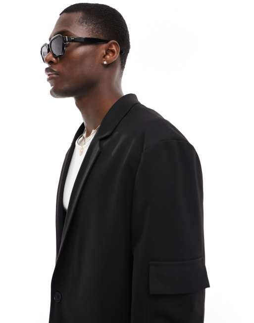 ASOS DESIGN - Veste de costume décontractée en sergé - Noir