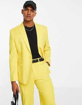 ASOS DESIGN slim longline suit jacket in yellow - ASOS Price Checker