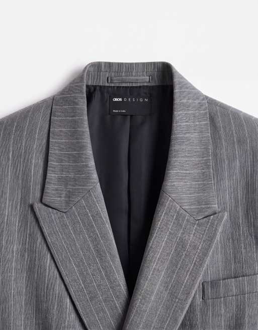 ASOS DESIGN - Veste de costume oversize à double boutonnage et rayures chevrons - Anthracite, 10 de 10