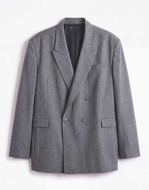 ASOS DESIGN - Veste de costume oversize à double boutonnage et rayures chevrons - Anthracite, 7 de 10