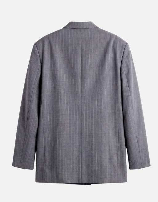 ASOS DESIGN - Veste de costume oversize à double boutonnage et rayures chevrons - Anthracite, 8 de 10