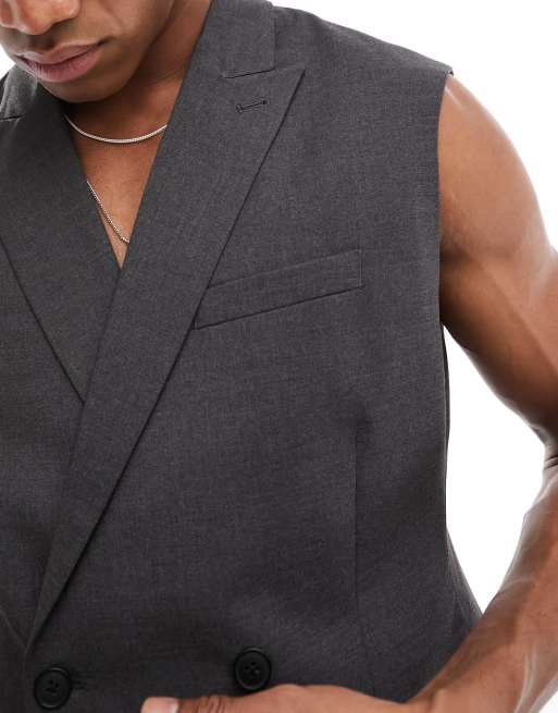 ASOS DESIGN Veste de costume sans manches Gris anthracite